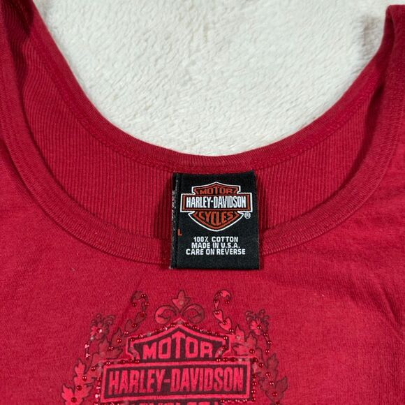 Harley Davidson Women’s Red Floral Tank Top - Picture 4 of 6